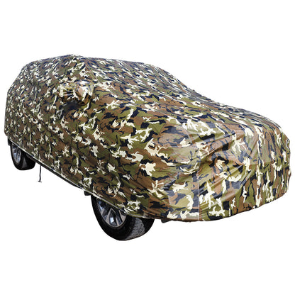 Autofurnish Aero Julgle Waterproof Heat Resistant Mirror And Antenna Pocket Car Body Cover For Hyundai Sonata- Jungle Green