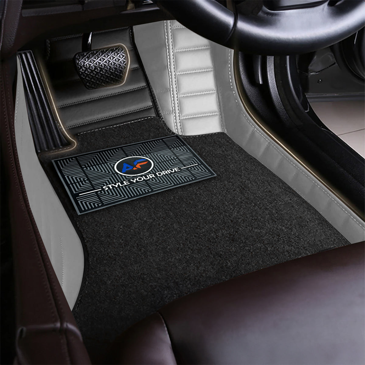 Autofurnish 9D Combination Custom Fitted Car Mats For Land Rover Defender (5 Seater) 2022 - Black XV-Greige