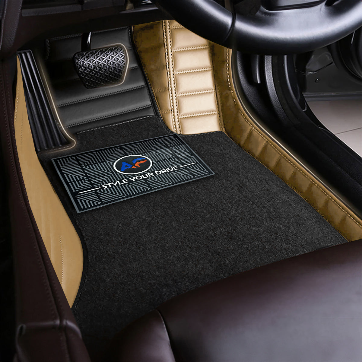 Autofurnish 9D Combination Custom Fitted Car Mats For Land Rover Defender (5 Seater) 2022 - Black FR-Chamois