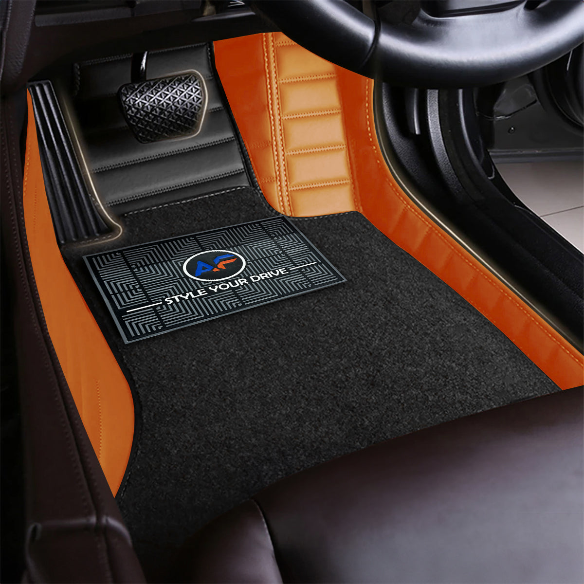 Autofurnish 9D Combination Custom Fitted Car Mats For Tata KIA EV6 2022 - Black AZ-Tan