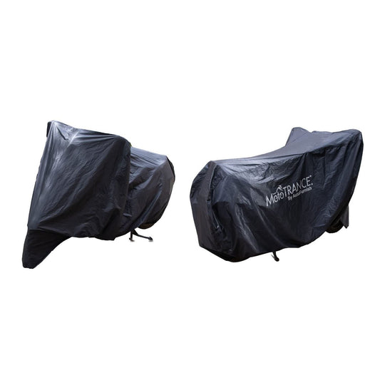 Mototrance Arid Black 100% Waterproof (Tested) Dustproof UV Protection Bike Body Cover for Scooty/Scooters/Bike upto Pulsar Size (upto 180 CC Bikes) with Integrated Carry Bag - Large Size (L) Black