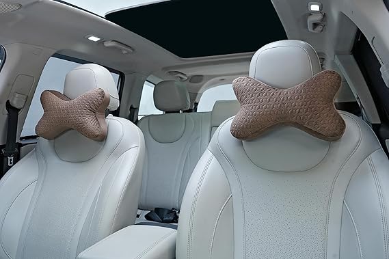 Autofurnish Plush ⍺-alpha Shaped Car Pillow Neck Rest (Plush-8881)-Set of Two