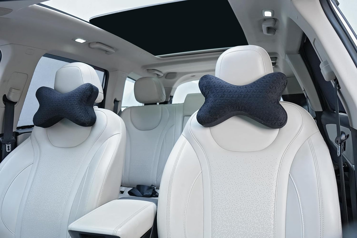 Autofurnish Plush ⍺-alpha Shaped Car Pillow Neck Rest (Plush-8881)-Set of Two