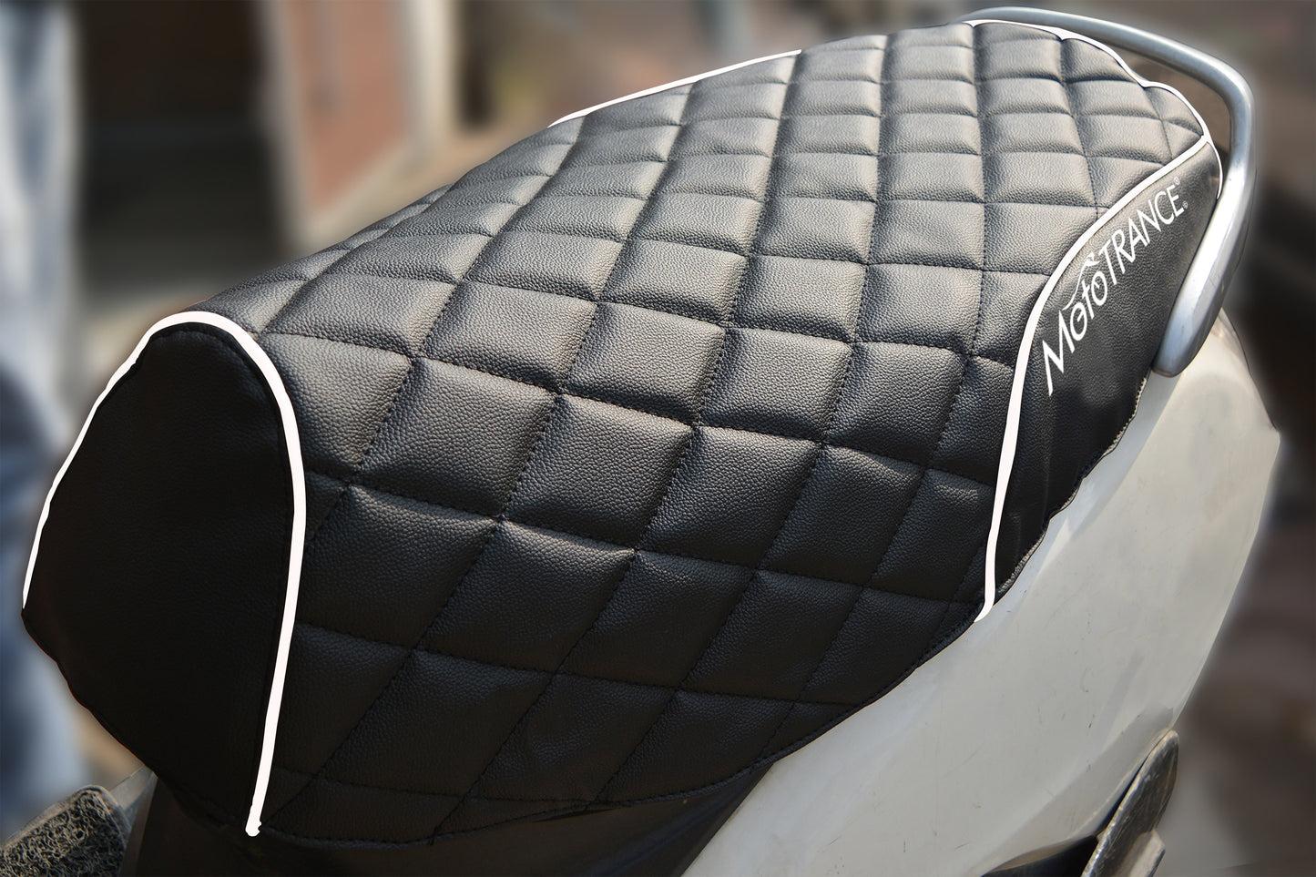 Mototrance DUAL CUT PU Leather Bike Seat Cover For Suzuki Access 125 - Anti-slip Water-Resistant and Shock Absorbent Cover