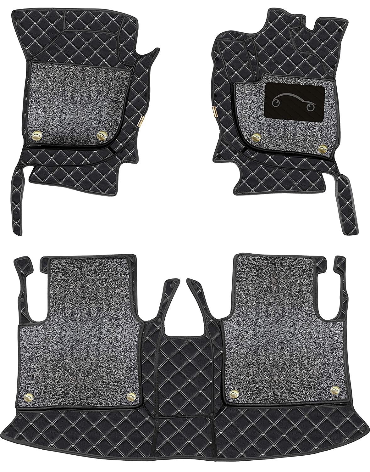 Land Rover Defender (5 Seater) 2022-7D Luxury Car Mat, All Weather Proof, Anti-Skid, 100% Waterproof & Odorless with Unique Diamond Fish Design (24mm Luxury PU Leather, 2 Rows)